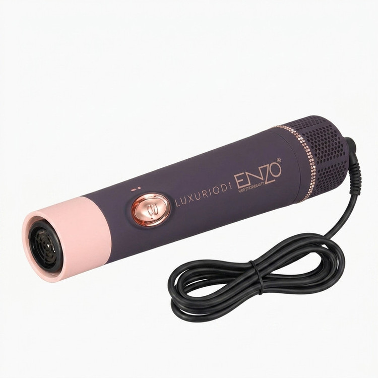 سشوار برسدار حالتدهنده انزو پروفیشینال مدل EN-4133promax با موتور DC پرقدرت 1500 وات، تنظیم دما و سرعت در سه حالت، فناوری تولید یون، 6 سری متنوع، کابل 2 متری و چرخش 360 درجه سیم