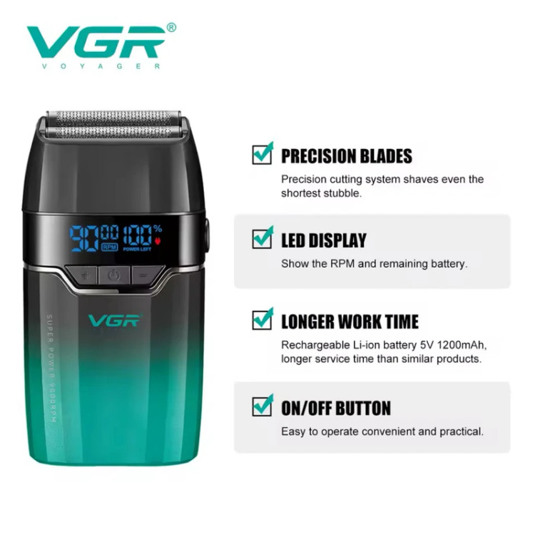 ماشین اصلاح وی جی آر مدل V-308 با تیغه تیتانیوم و برش خطی