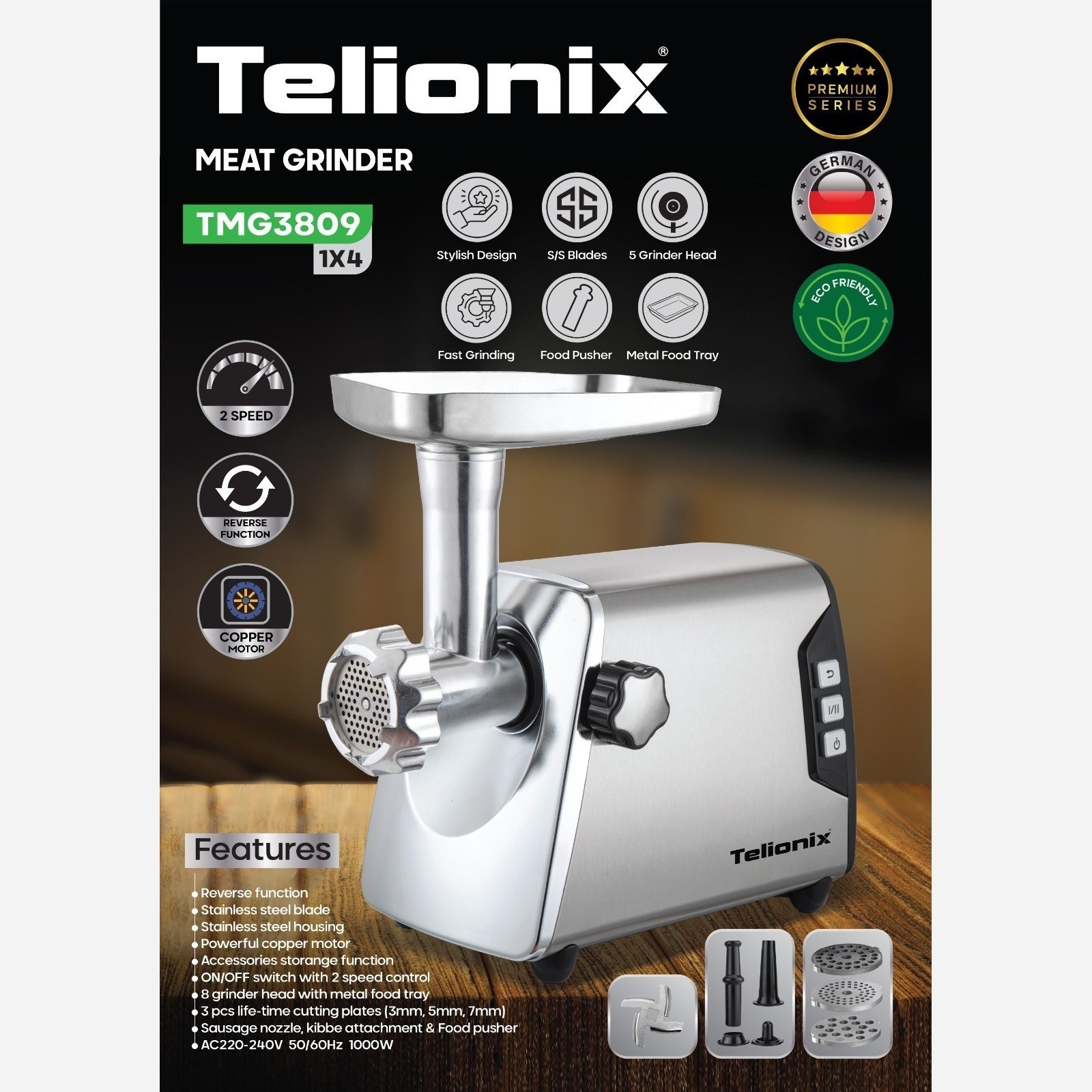 چرخ گوشت تلونیکس مدل TMG3809