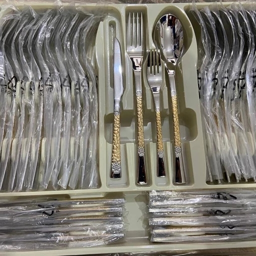 سرویس قاشق چنگال 139 پارچه استیل دور طلایی SET-139KZ مکسی